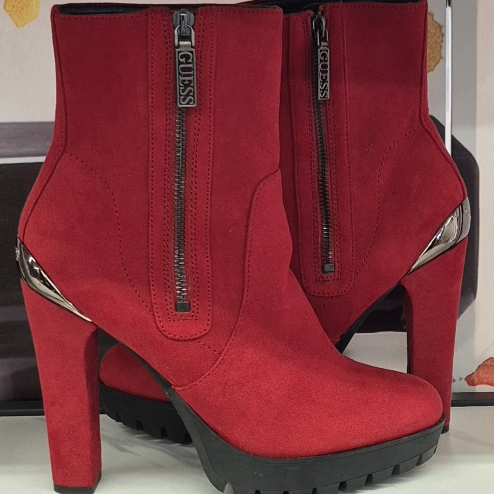 GUESS Women's Red Ankle Boots